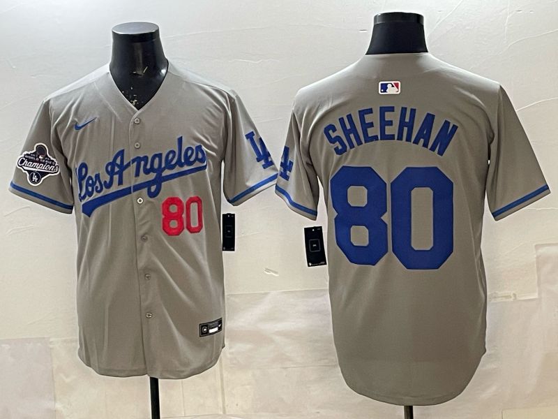Men 2025 Los Angeles Dodgers #80 Sheehan Grey Game Nike MLB Jersey style 005
